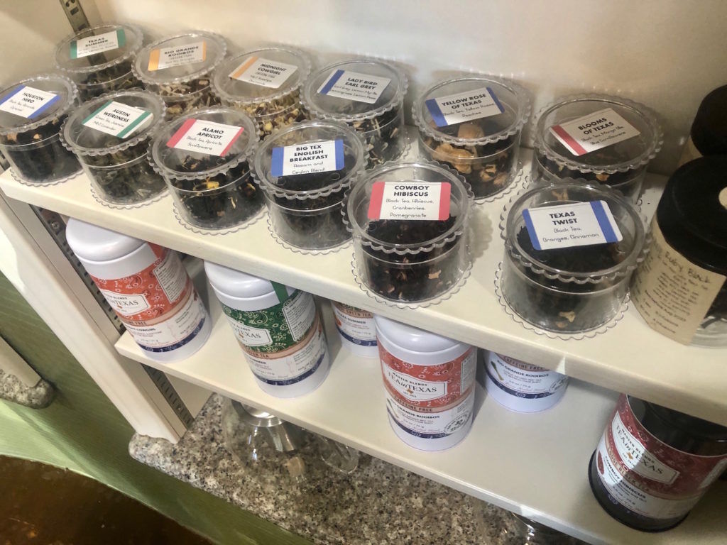 A selection of Tea in Texas teas at The Tea Crate San Antonio Texas